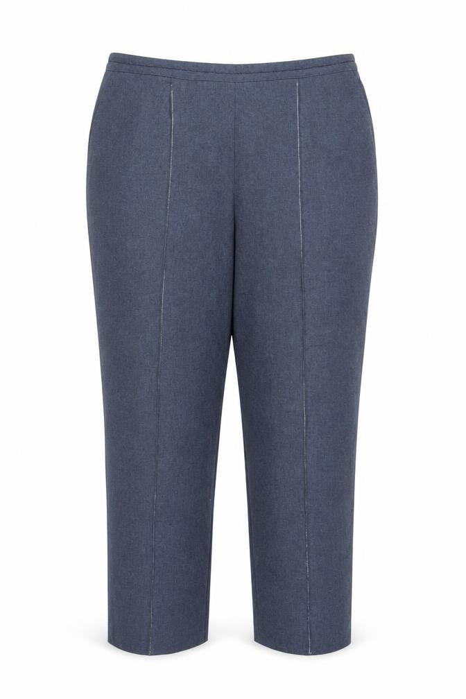 Front view of Bonmarché Women's Blue Trousers, size 18, Polyester, Excellent