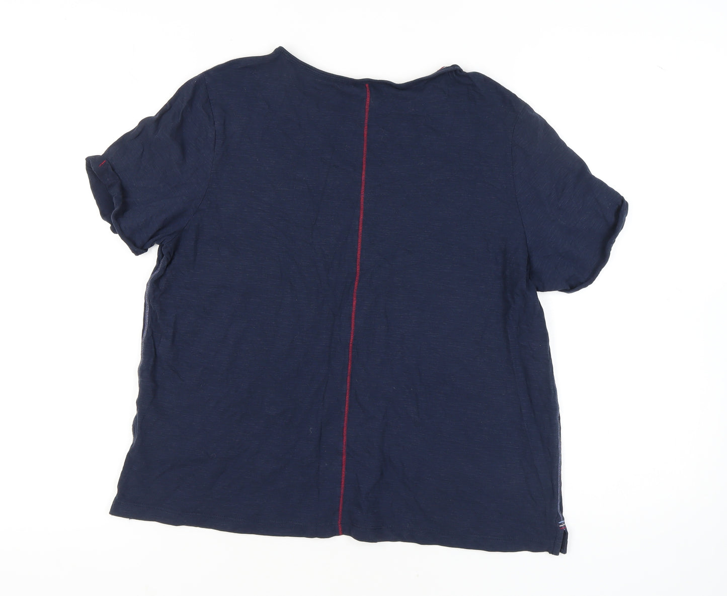 White Stuff Women's Blue T-Shirt Size 16 Casual Cotton