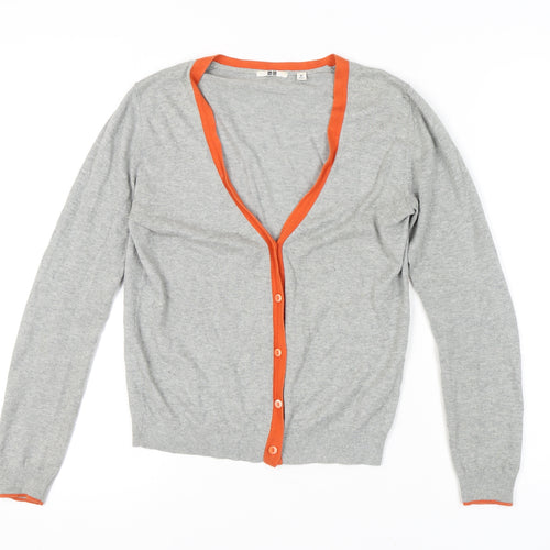 UNIQLO Women's Grey Cardigan XS V-Neck Knit Cotton