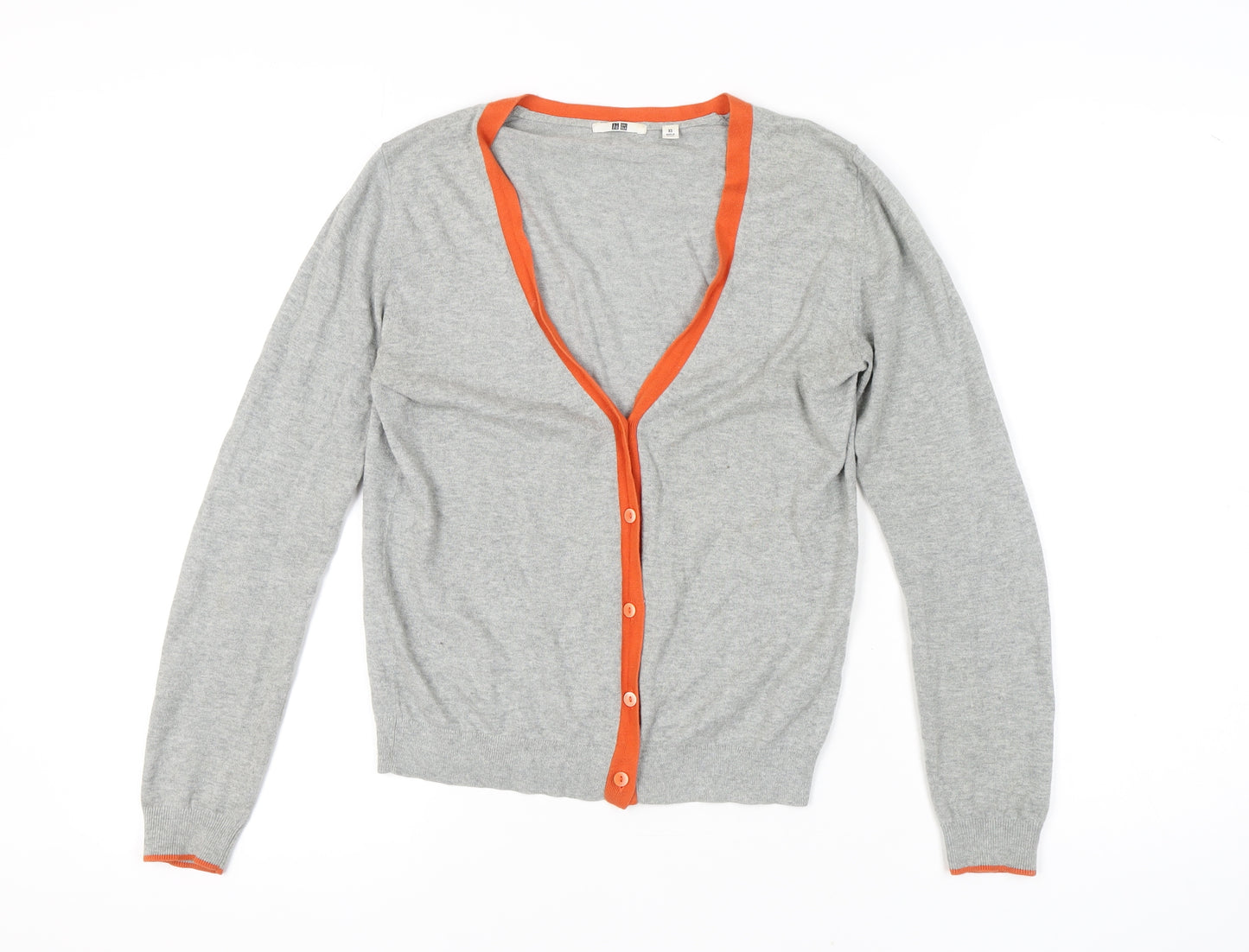 UNIQLO Women's Grey Cardigan XS V-Neck Knit Cotton