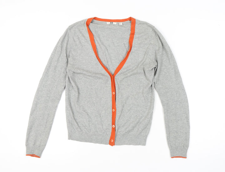 UNIQLO Women's Grey Cardigan XS V-Neck Knit Cotton