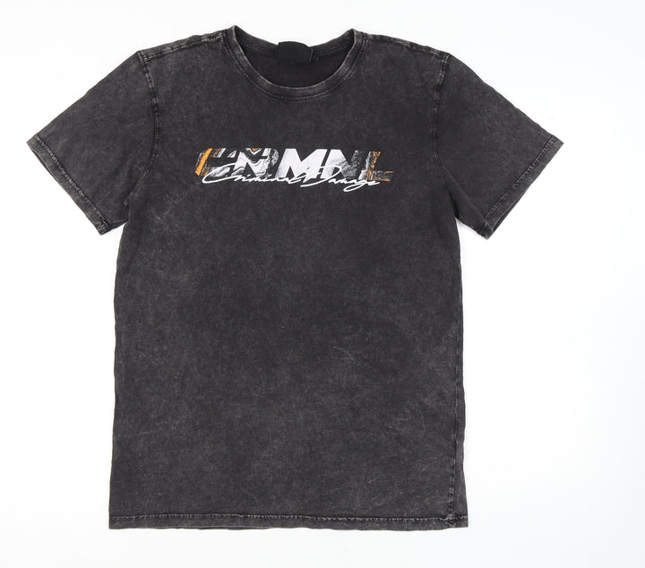 Criminal Damage Men's Black Animal Graphic T-Shirt L