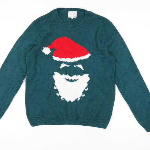 Topman Men’s Green Christmas Pullover Jumper L
