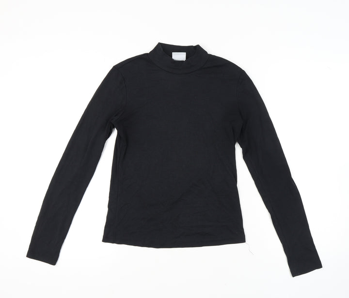 VILA Women's Black Blouse, Roll Neck, Size M, Basic Style