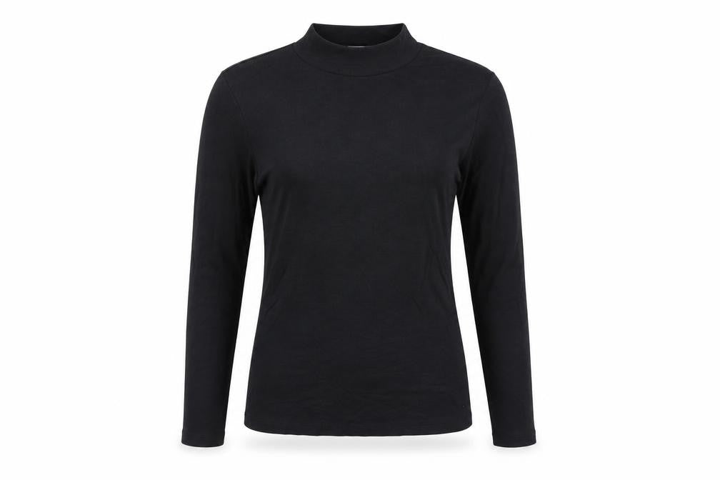 Front view of VILA Women's Black Blouse, Roll Neck, size M, Basic Style