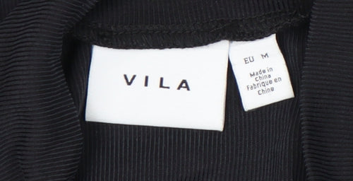 VILA Women's Black Blouse, Roll Neck, Size M, Basic Style