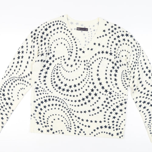 Marks and Spencer Women's Ivory Star Jumper Size 14