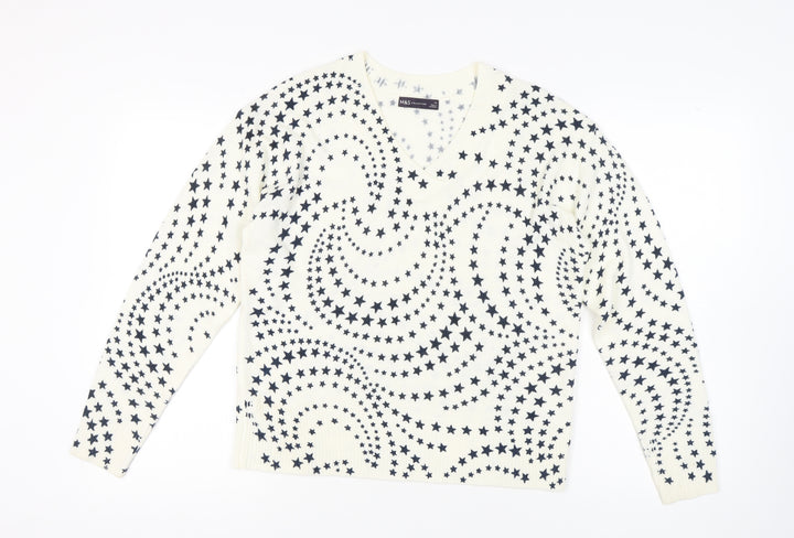 Marks and Spencer Women's Ivory Star Jumper Size 14