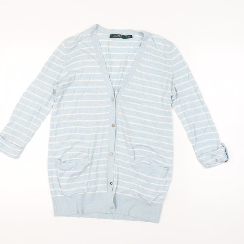 Lauren Ralph Lauren Women's Blue Striped Cardigan S