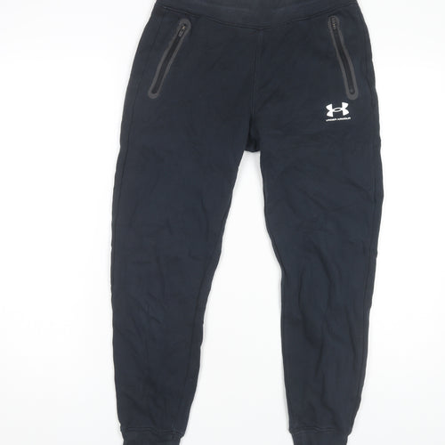 Under Armour Boys Black Joggers XS, Elastic Waist, Zip Pockets