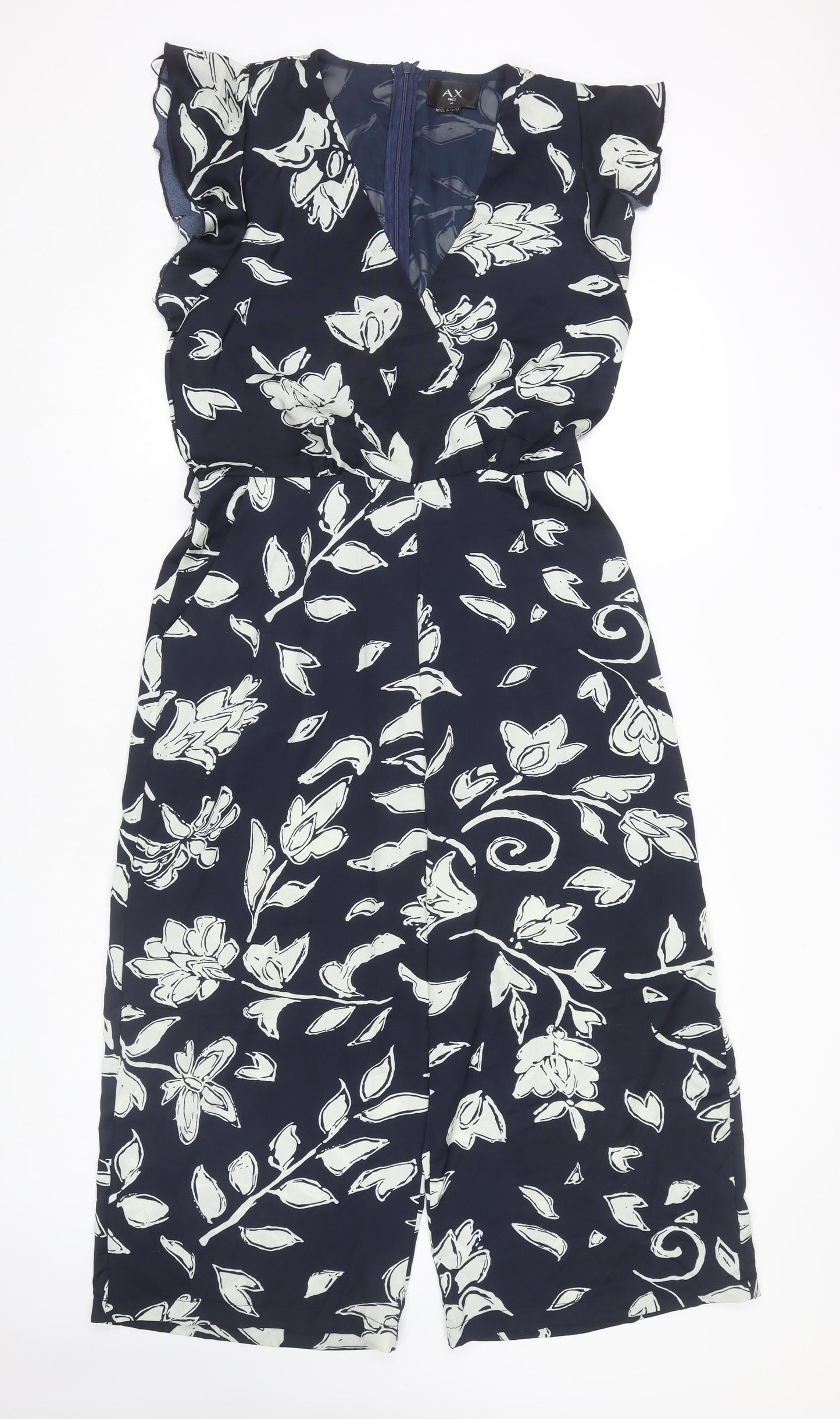 AX Paris Women's Navy Floral Jumpsuit Size 14
