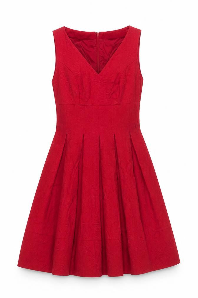 Front view of Phase Eight Women's Red 8 Sleeveless V-Neck Dress