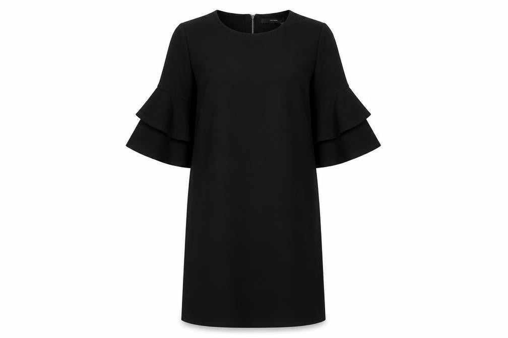 Front view of Vero Moda Women's Black Shift Dress M 3/4 Sleeve Casual