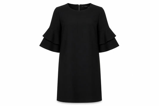 Front view of Vero Moda Women's Black Shift Dress M 3/4 Sleeve Casual