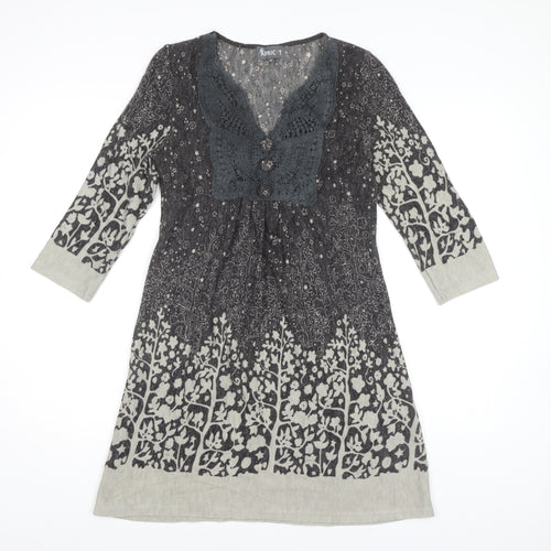 Apricot Women's Grey Floral Knit Dress Size S Casual