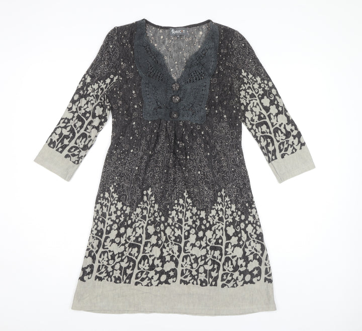 Apricot Women's Grey Floral Knit Dress Size S Casual