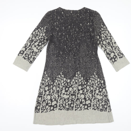Apricot Women's Grey Floral Knit Dress Size S Casual