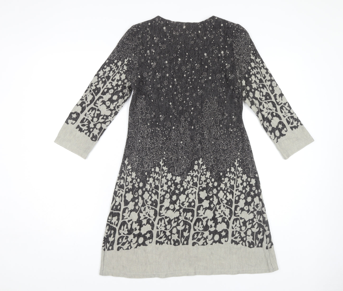 Apricot Women's Grey Floral Knit Dress Size S Casual