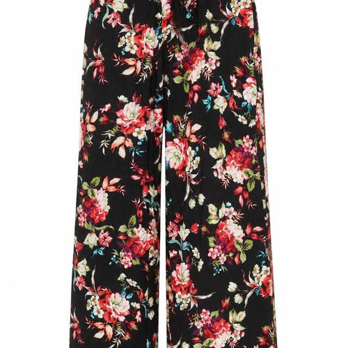Bershka Women's Black Floral Wide-Leg Trousers M