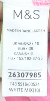 Marks and Spencer Women's Pink Striped Blouse, Size 10