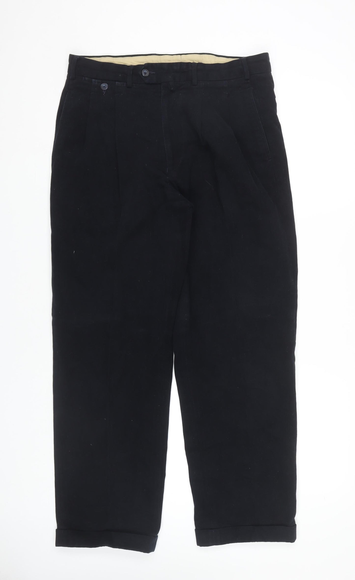 Façonnable Men's Black Cotton Trousers Size 30