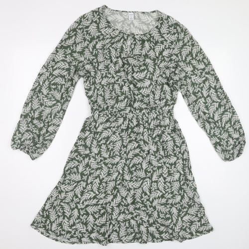 Old Navy Women's Green Floral Long Sleeve Dress