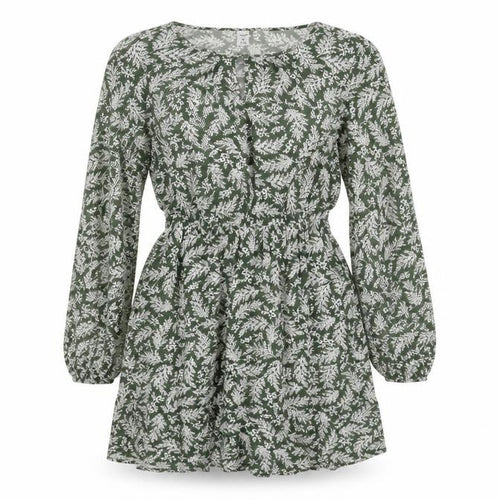 Old Navy Women's Green Floral Long Sleeve Dress