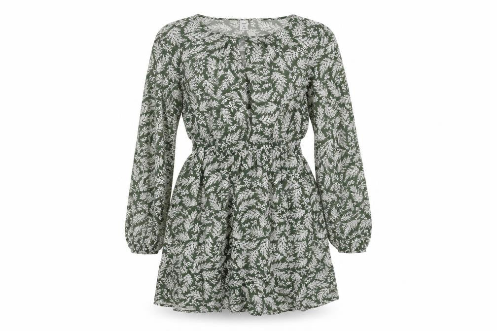 Old Navy Women's Green Floral Long Sleeve Dress
