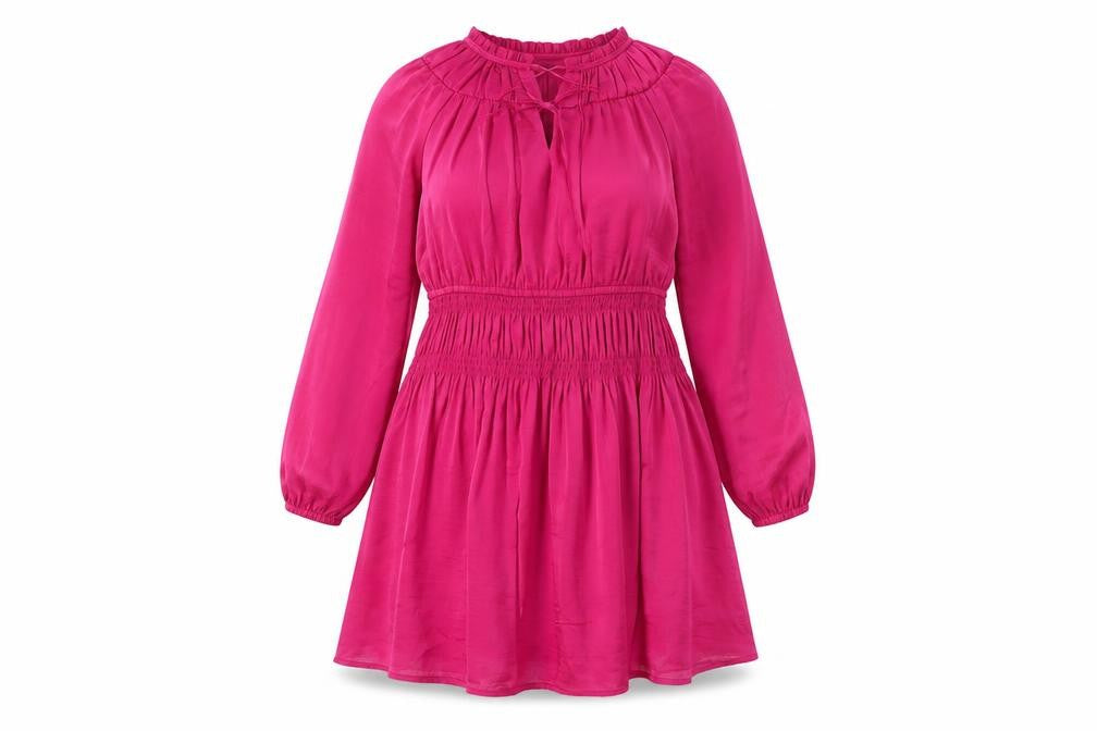 Front view of Marks & Spencer Women's Pink A-Line Dress, size 12