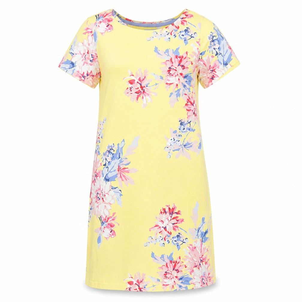Front view of Joules Women's Yellow Floral Dress -, size 6