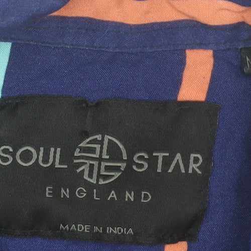 Soul Star Men's Multicoloured Striped Shirt M