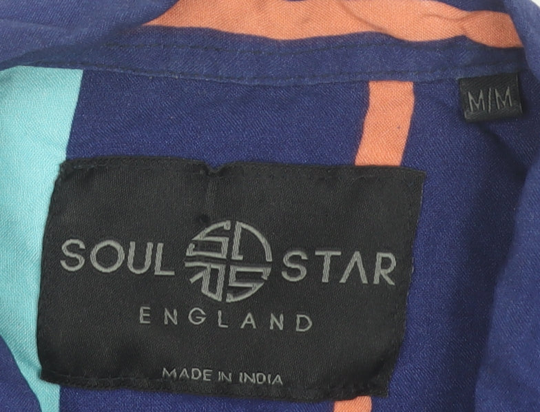 Soul Star Men's Multicoloured Striped Shirt M