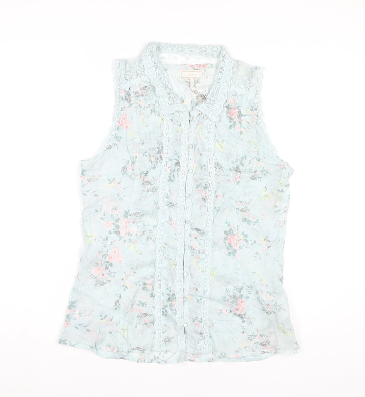 Cream Women's Floral Blouse - Size 12, Multicoloured