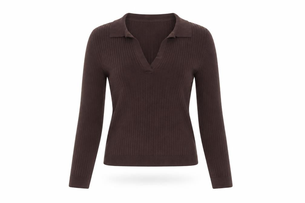 Zara Women’s Brown Long Sleeve V-Neck Knit Top
