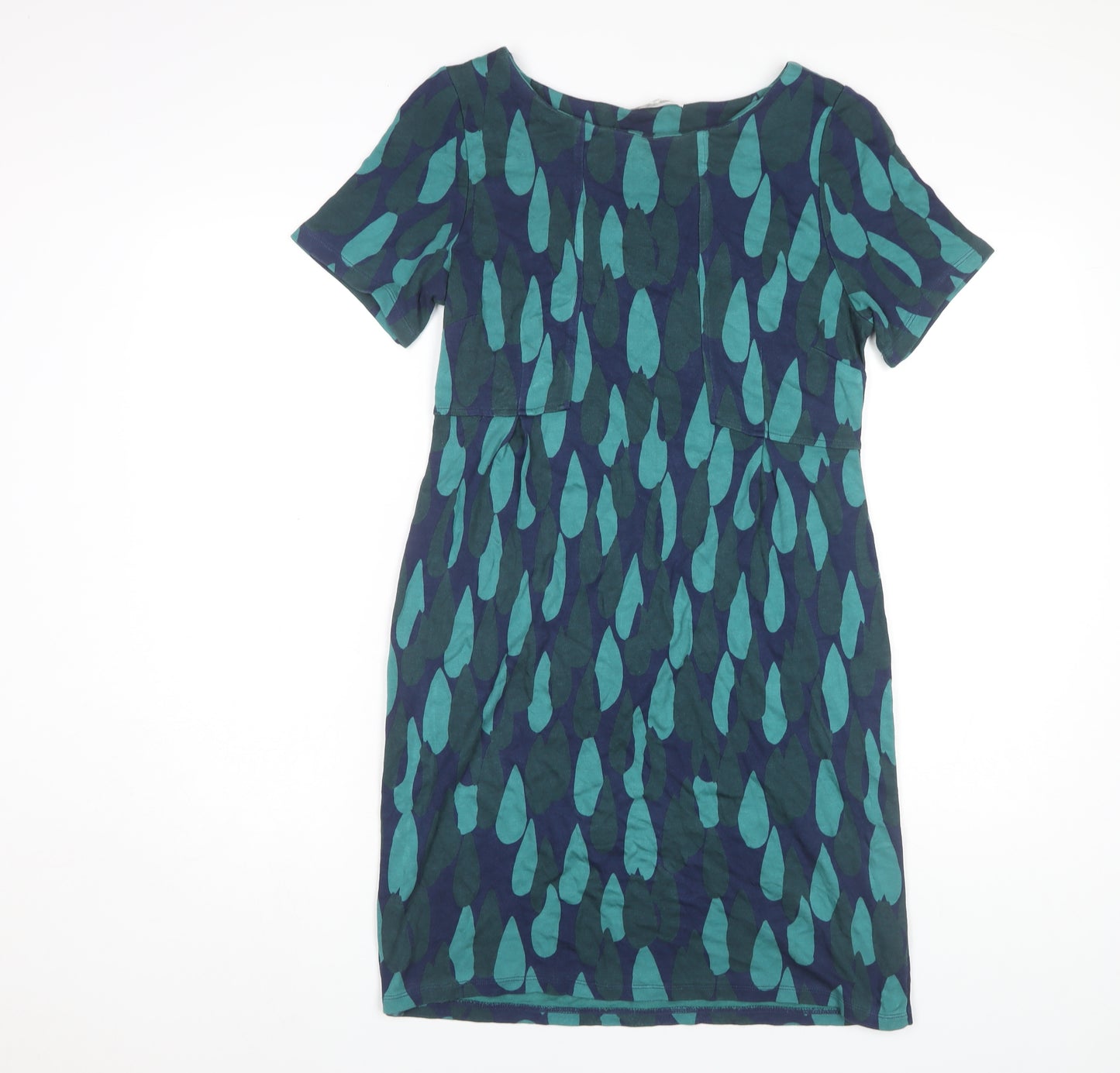 White Stuff Women's Blue Shift Dress, Size 12, Short Sleeve