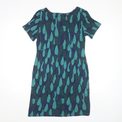 White Stuff Women's Blue Shift Dress, Size 12, Short Sleeve