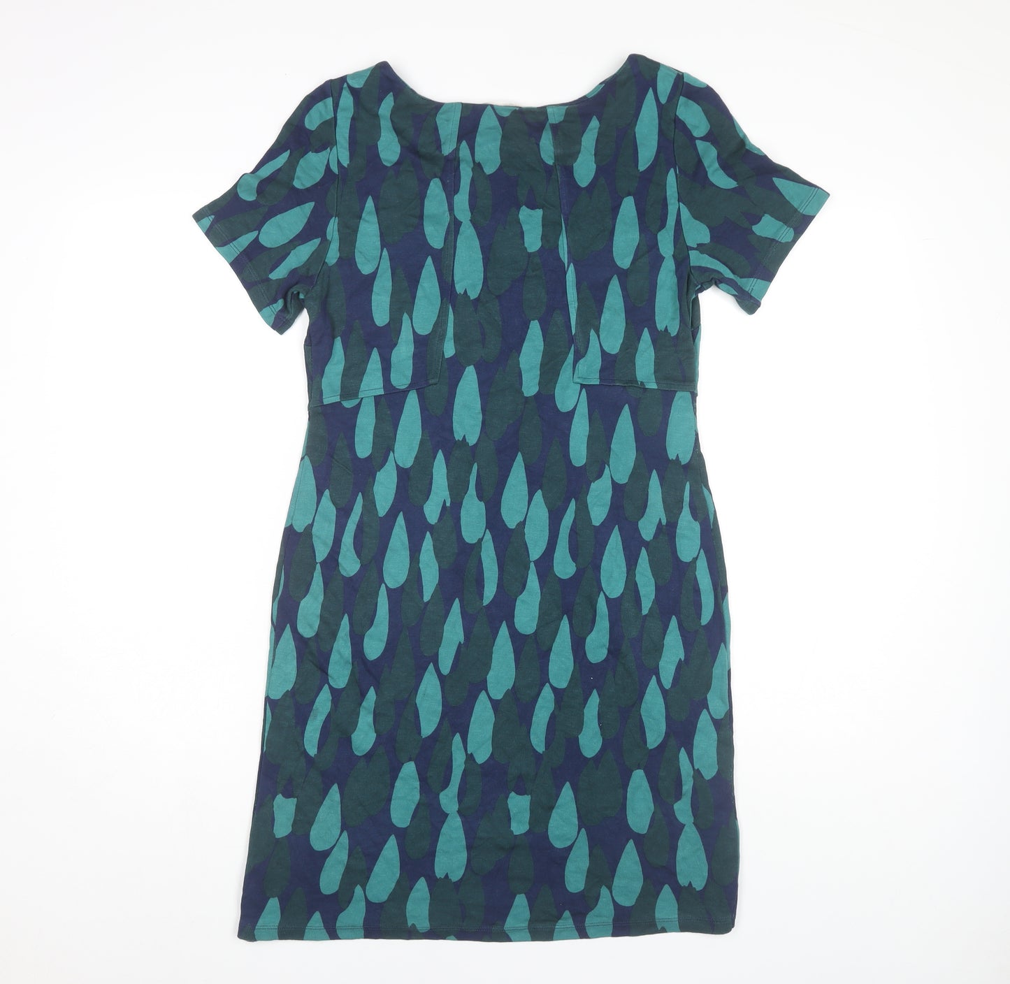 White Stuff Women's Blue Shift Dress, Size 12, Short Sleeve