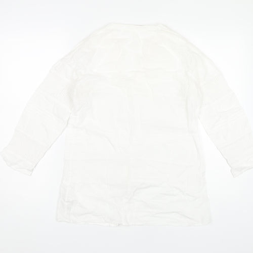 Zara Women's White Cotton V-Neck Tunic Top S