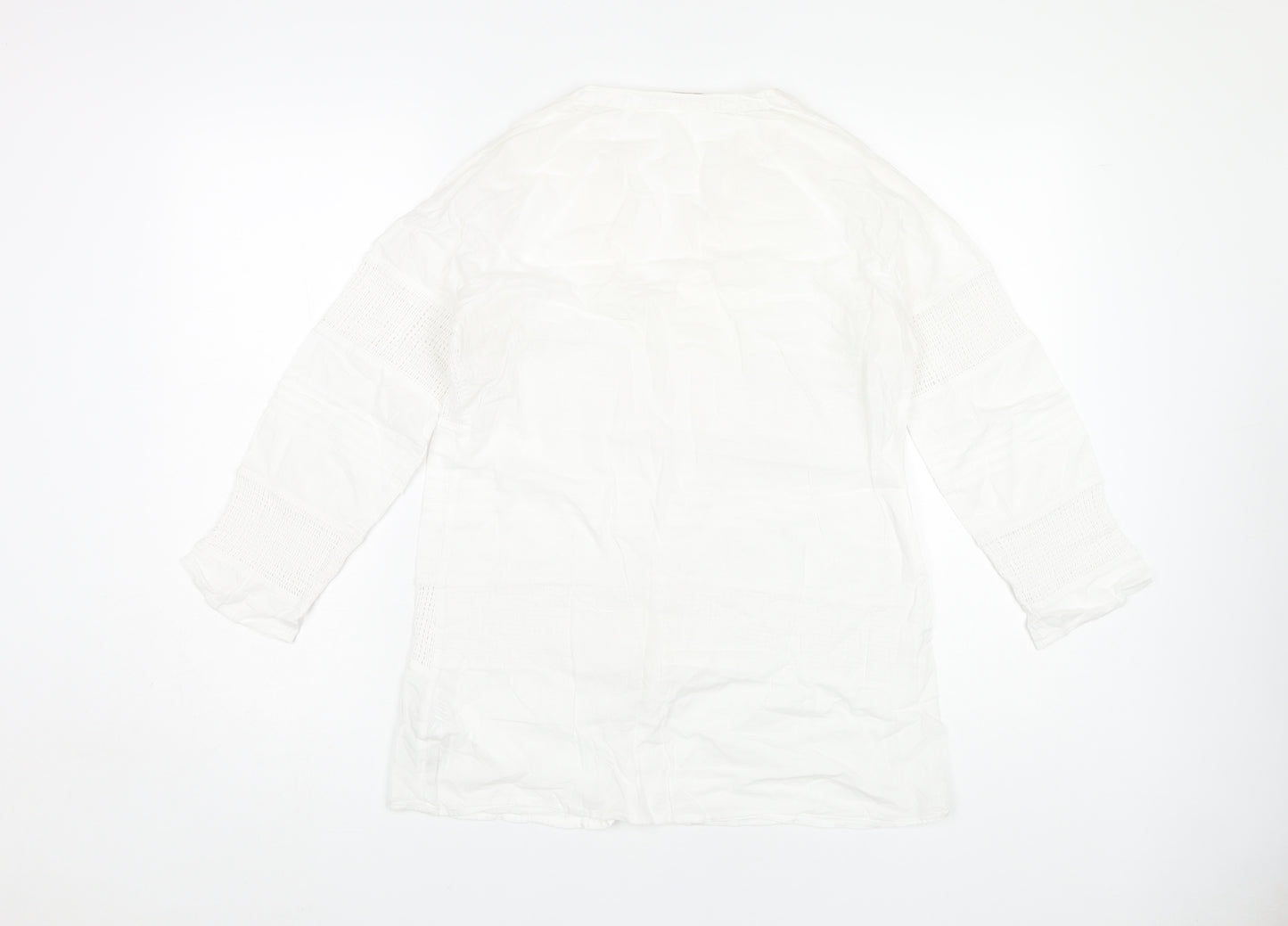 Zara Women's White Cotton V-Neck Tunic Top S