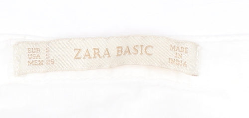 Zara Women's White Cotton V-Neck Tunic Top S