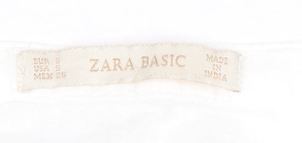 Zara Women's White Cotton V-Neck Tunic Top S