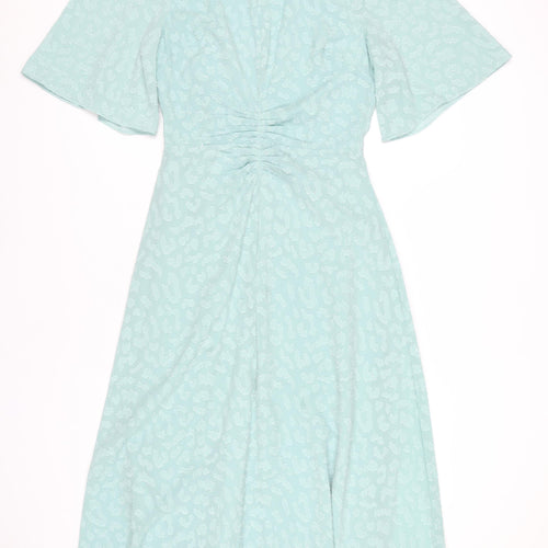 Marks and Spencer Women's Green Ruched Dress Size 8