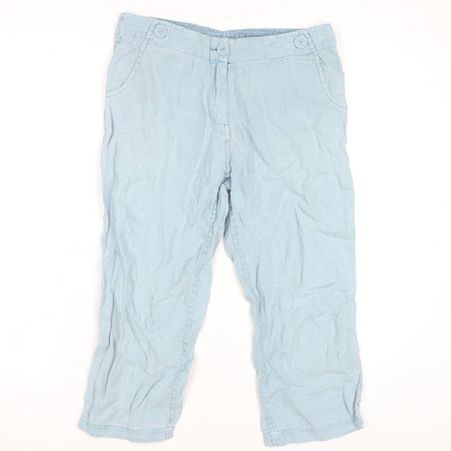 Seasalt Cornwall Women's Blue Cropped Linen Trousers