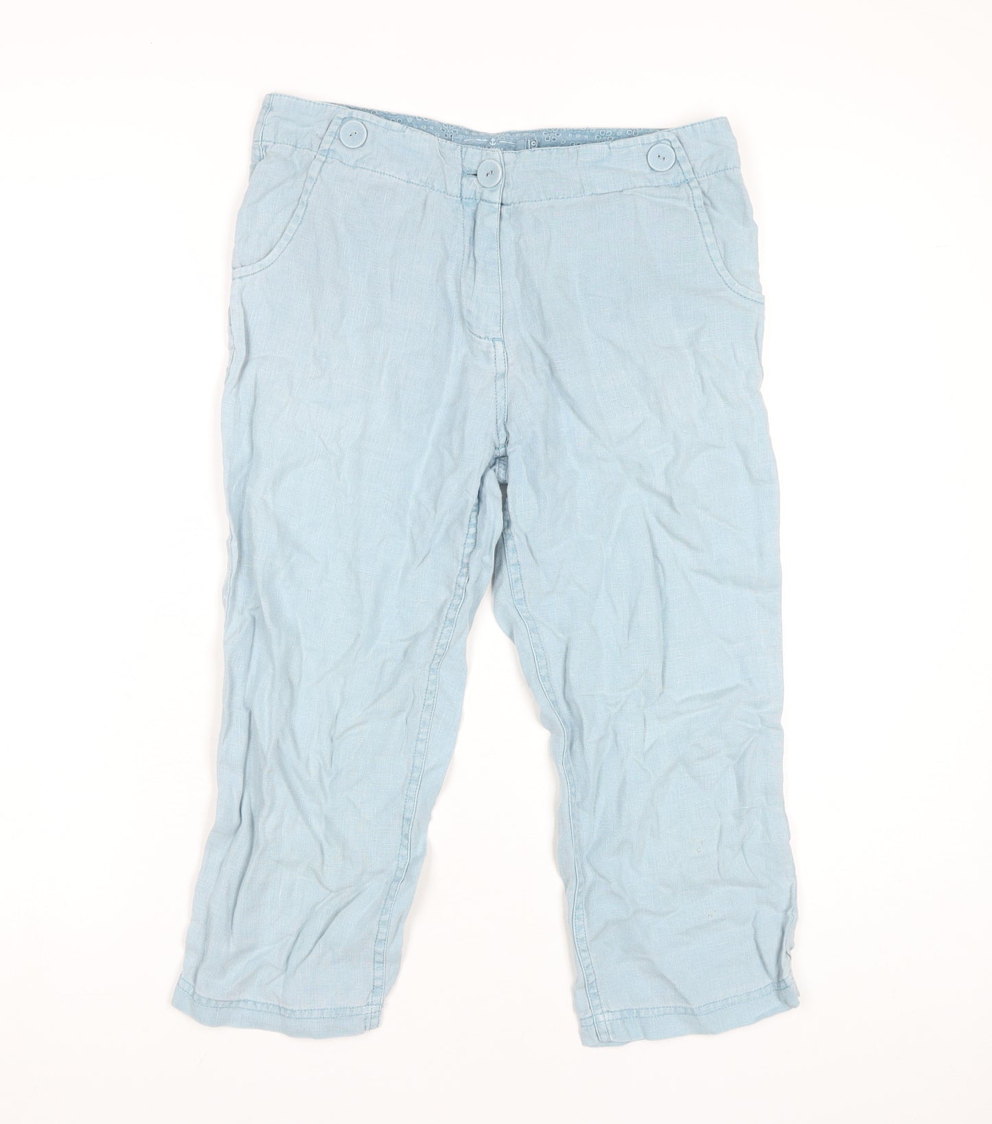 Seasalt Cornwall Women's Blue Cropped Linen Trousers