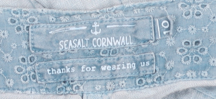 Seasalt Cornwall Women's Blue Cropped Linen Trousers