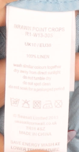 Seasalt Cornwall Women's Blue Cropped Linen Trousers