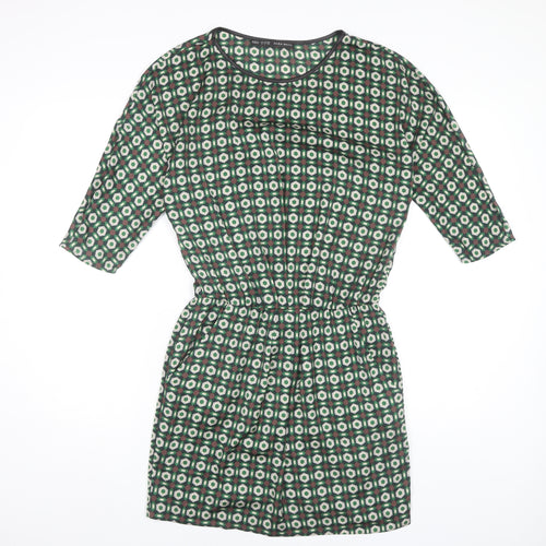 Zara Basic Women's Green Geometric Short Dress