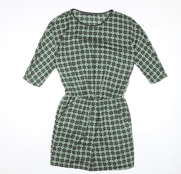 Zara Basic Women's Green Geometric Short Dress