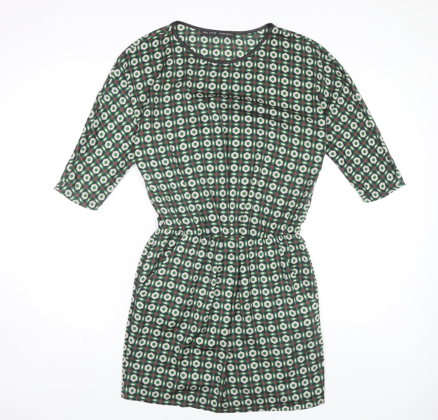 Zara Basic Women's Green Geometric Short Dress