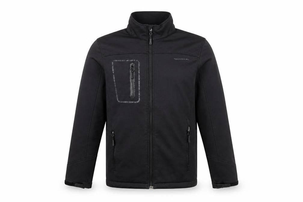 Front view of Technicals Men's Black Soft Shell Jacket M Waterproof
